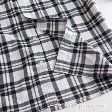 Camicia formale da uomo a quadri a maniche lunghe in cotone scozzese